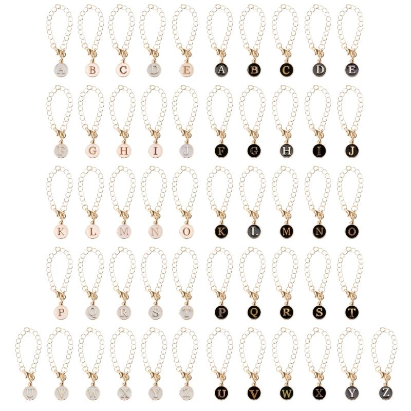Name Letter Handle Charm Personalized Long Chain Round Pendant with Lobster Clasp Handle Chain for Cup Accessory