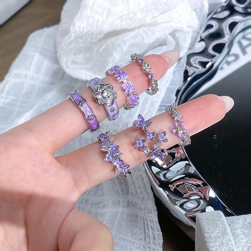 Flower Series Open Ring Temperament Personality Niche Design Light Luxury High-End Ring