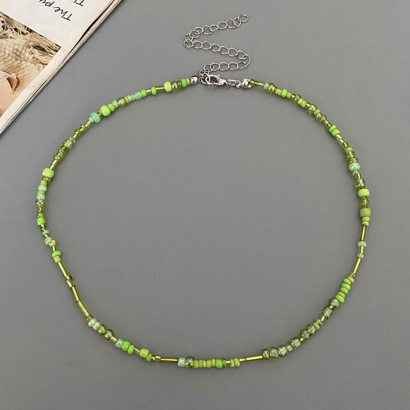 New Irregualr Glasses Beads Choker Necklace for Women Fashion Trendy Popular Short Neck Jewelry Colorful Necklace