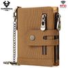 HUMERPAUL Men cowhide wallet Oxford cloth RFID anti-theft credit card bag coin purse with chain wallet with photo window