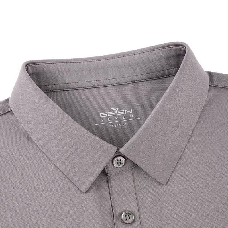 SEVEN Men's Seamless Mulberry Silk Blend Short Sleeve Polo Shirt