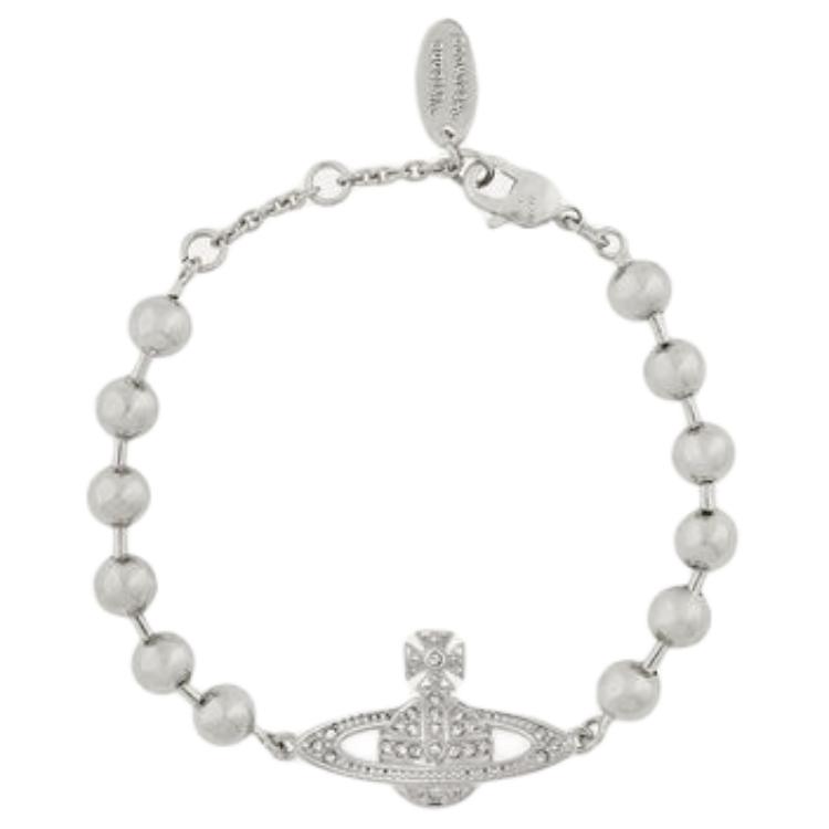 

Vivienne Westwood Thames Mini Bas Relief Saturn Design Glass Semi-Transparent Pearl Imitation Crystal Bracelet Women bracelet Silver 6102024O-02P409 Basic Packaging-Dust Bag+Box