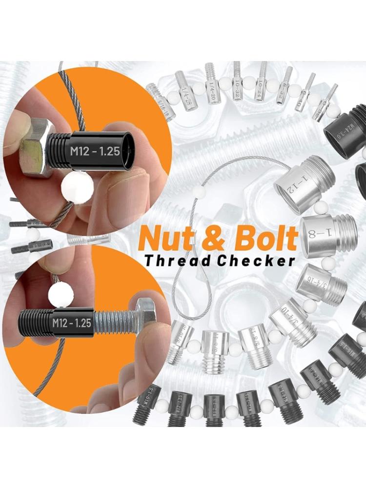 Bolt Thread Checker 44 Male/Female Gauges Bolt Nut Screw Thread Checking Checker Lightweight Inspection Measuring Tool