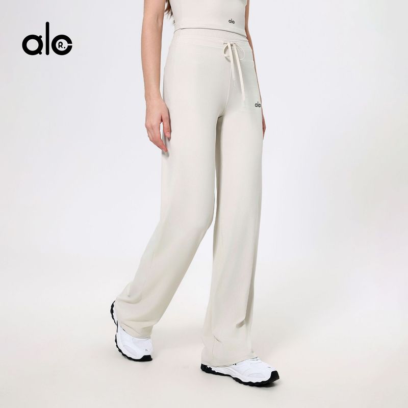Aloneadv High Waist Belly Contracting Yoga Pants Women's Quick-Drying Running Thin Nude Feel Fitness Sports Loose Straight-Leg Pants