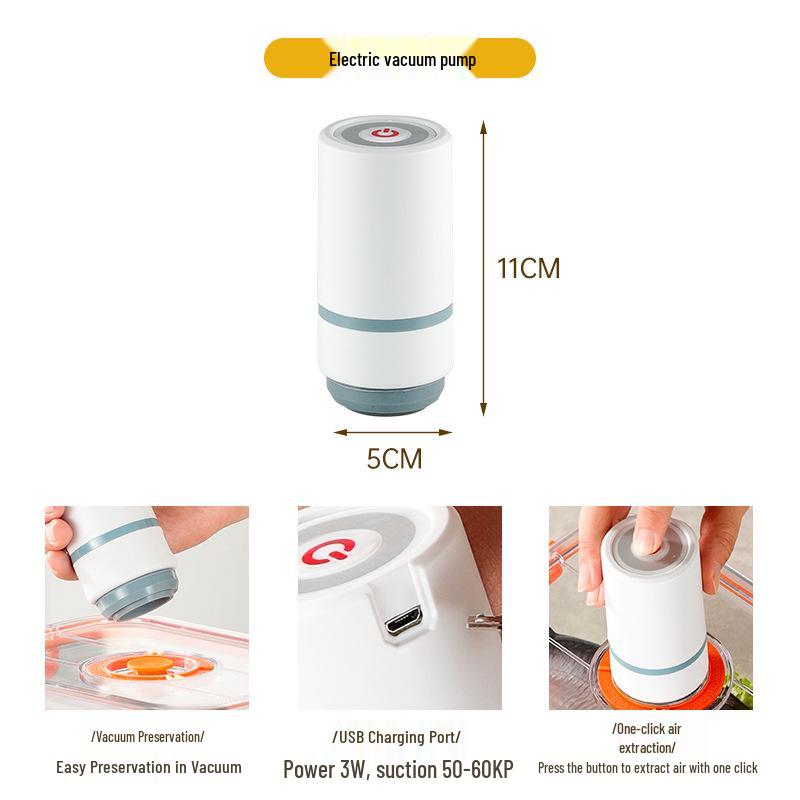 Electric Vacuum Seal Food Preservation Box, Microwave & Refrigerator Safe, Food-Grade Plastic Container.