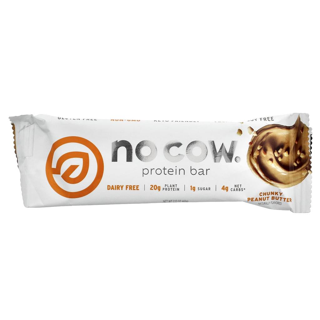 No Cow, Protein Bar, Chunky Peanut Butter, 12 Bars, 60g (2.12oz) Each