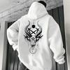 Autumn Winter Male Top Casual Pullover 666 & Inverted Cross Men's Gothic Hoodies Demonic Horror Face Print Sweatshirt Streetwear