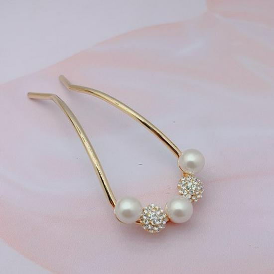 Pan Si Pearl U-Shaped Hairpin: 14K Gold-Plated Rhinestones, Versatile for Qipao, Chinese, Japanese, and Korean Styles фиолетовый