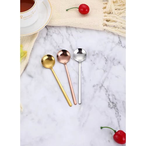 KXLCGYK Ensemble de 5 pièces de cuillères à thé et à café de 13,5 cm, Acier inoxydable 18-8, Passe au lave-vaisselle, Comprend une cuillère à cocktail, une cuillère à thé et une cuillère à dessert, Styl