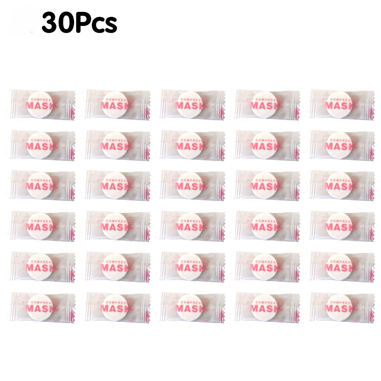 

30 шт. одноразовая сжатая маска для лица портативная дорожная нетканая маска для лица уход за кожей хлопковые обернутые маски бумажные