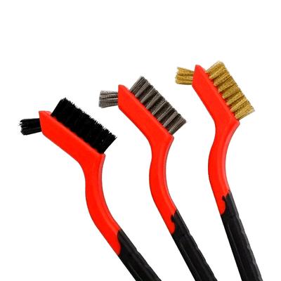 Set de mini perii de trei perii de bucătărie pentru hote pe gaz pentru îndepărtarea grăsimilor și a petelor Unelte de curățare a plitei Sârmă de oțel mic