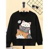 Kids Sweatshirt,Crewneck Sweatshirt Featuring Adorable Stacked Cats, Machine Washable,Spring And Autumn, for Sports And Casual Outings, Soft And Comfy