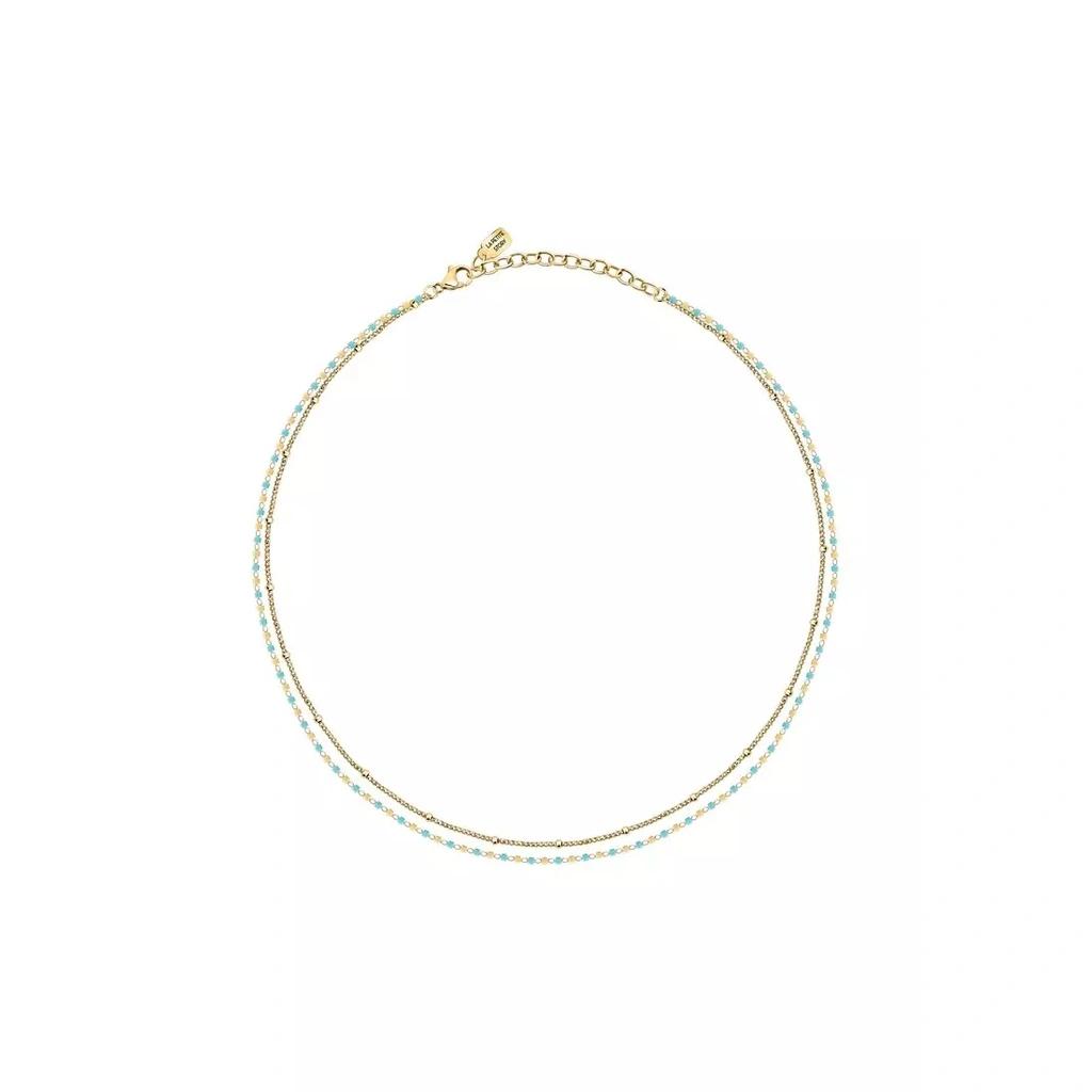 La Petite Story Goldfarbene Stahlnachbildungskette mit hellblauen Perlen LPS10ARR10 für Damen