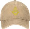 Masonic Square and Compasses Vintage Washed Baseball Cap Distressed Cotton Casual Adjustable Hat