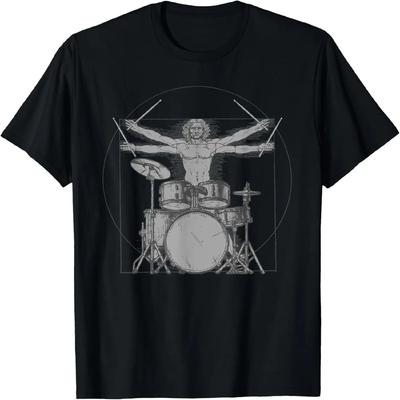 Vitruvian Drummer Vitruvian Man Drummer Drum Set T-Shirt