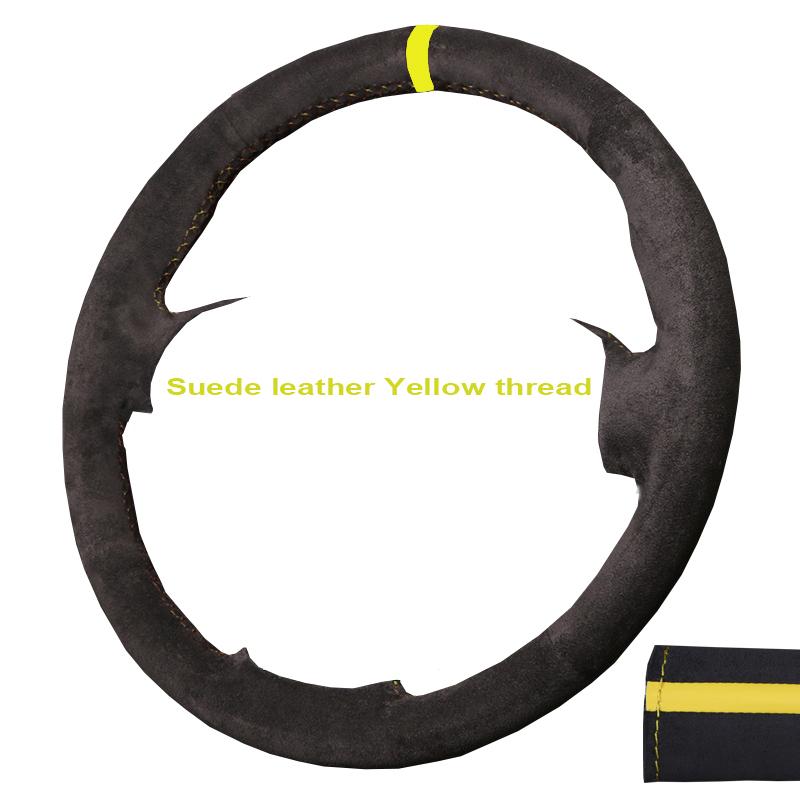 CIMF6 Custom Carbon Fiber Leather Car Steering Wheel Cover For Ford Focus 2 2005-2011 (3-Spoke) Anti-Slip Fix Worn OEM Wheel