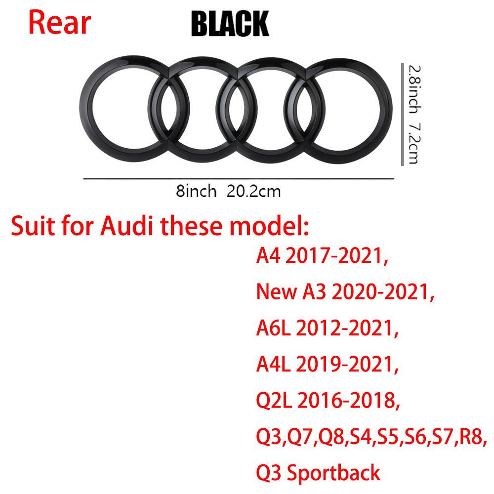 Logo 4 Anelli ABS Griglia Anteriore Auto Emblema Cofano Adesivo Badge Bagagliaio Posteriore Valvola Per Audi A3 A4 B8 8P A5 A6 A7 A8 Q2 Q3 Q5 Q7 Sline