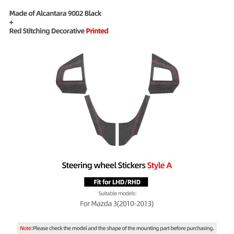 Betterhumz For Mazda 3 Axela 2010-2013 Made of Alcantara Auto Steering Wheel Panel Button Trim Stickers Car Interior Accessories