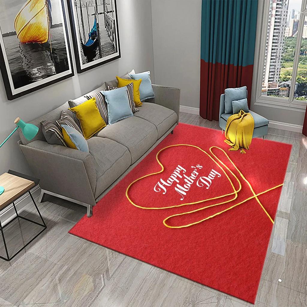 Mother's Day Happy Carpet Romantic Warm Rugs Living Room Bedroom Rug Heart Carpet Baby Girl Soft Play Floor Mat Kitchen Parlor