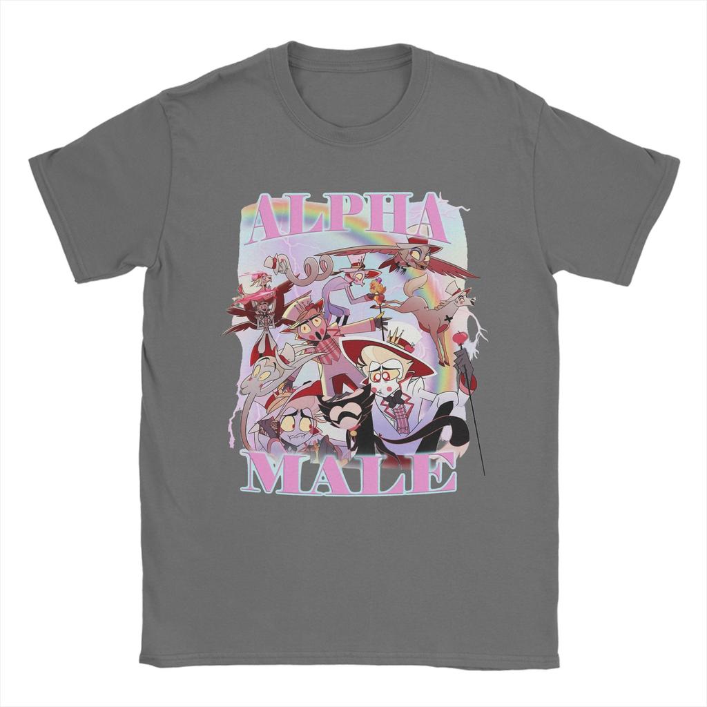 Herr Lucifer Manlig Hazbins Hotels T-shirt Kläder i ren bomull Fantastisk Kortärmad Rundhals T-shirt 4XL 5XL T-shirts