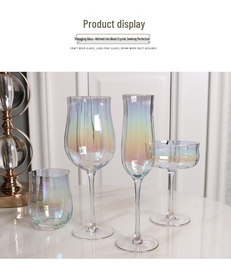 Tulip Crystal Glass Ribbed Cocktail & Juice Cup Set