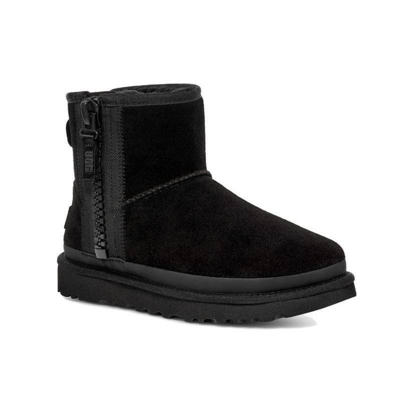 UGG Klasik Mini Fermuar Bant Logolu Bot 'Siyah' Kadın 1144034-BLK