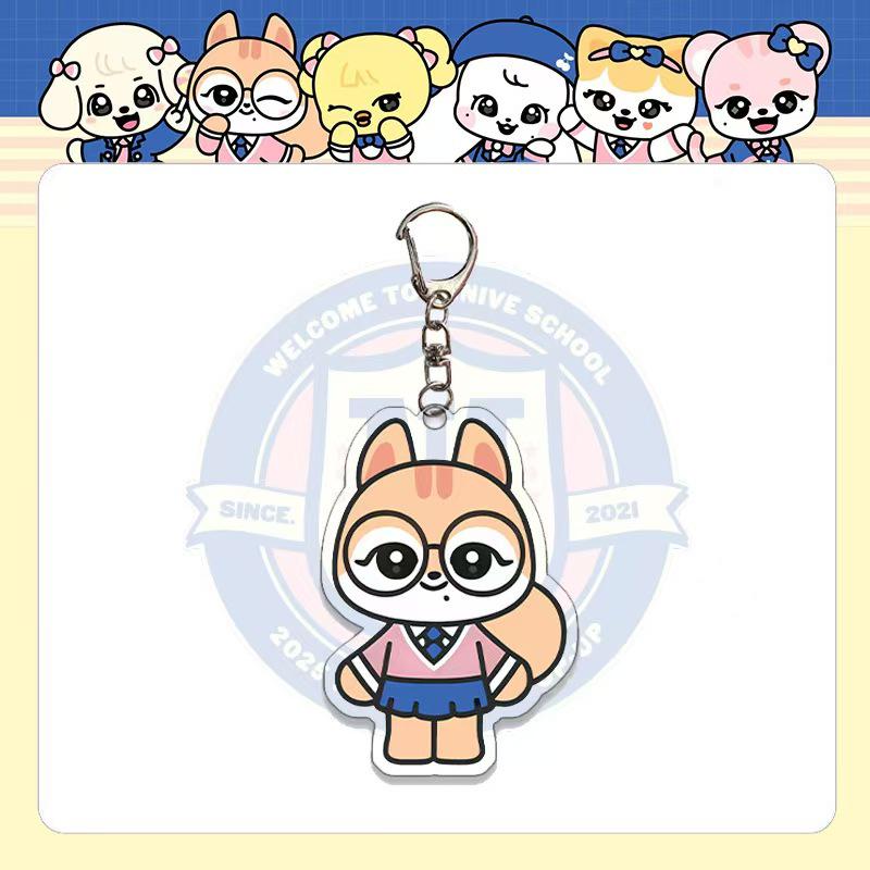IVE 'MINIVE' Pop-up Campus Edition Cartoon Acrylic Keychain - LIZ, Ahn Yujin, Jang Wonyoung