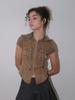 ORDINARY HOLIDAY Half Sleeve Pigment Slim Line Zip-Up [Khaki]