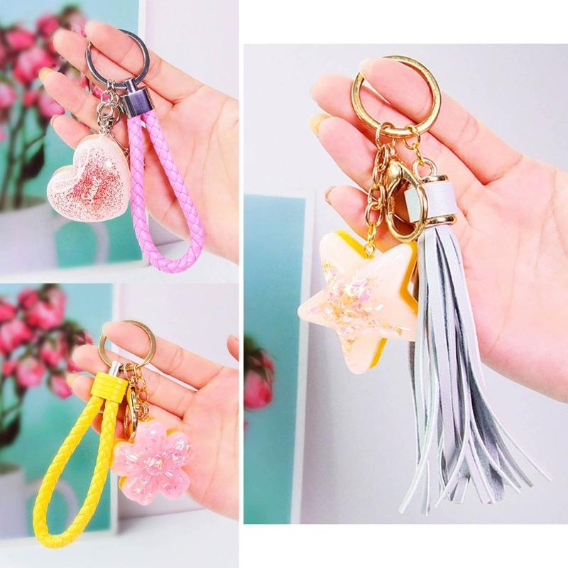 DIY Kristall Schlüsselanhänger Silikonform mit Loch, Epoxidharz Bastelformen für Valentinstag Feiertags Festival Dekorationen