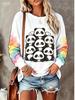 Women Long Sleeve T‑Shirt Cute Stacked Pink Pig Watercolor Graphic Print Crew Neck Loose Casual Daily Tops