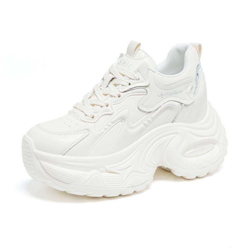 Γνήσια Δερμάτινα Λευκά Παπούτσια Γυναικεία Μόδα Αθλητικά Παπούτσια Αναπνέοντα Επίπεδα Παπούτσια Πλατφόρμας Μάρκα Γυναικεία Ύψος Αύξησης 9cm