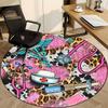 1pc Leopard Nurse Print Chair Carpet for Office, Round Polyester Mat, Indoor Decor for Office, Washable Non-slip Carpet yy251219007