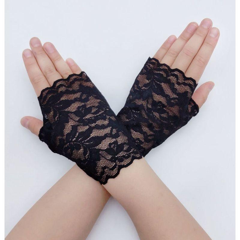 

Эластичное кружево Корейский стиль Митенки Маленькие перчатки без пальцев Не закрывающие пальцы Шрам Тату Выступление Женские Вождение Нескользящие Защита от солнца Black powder 12cm All yards