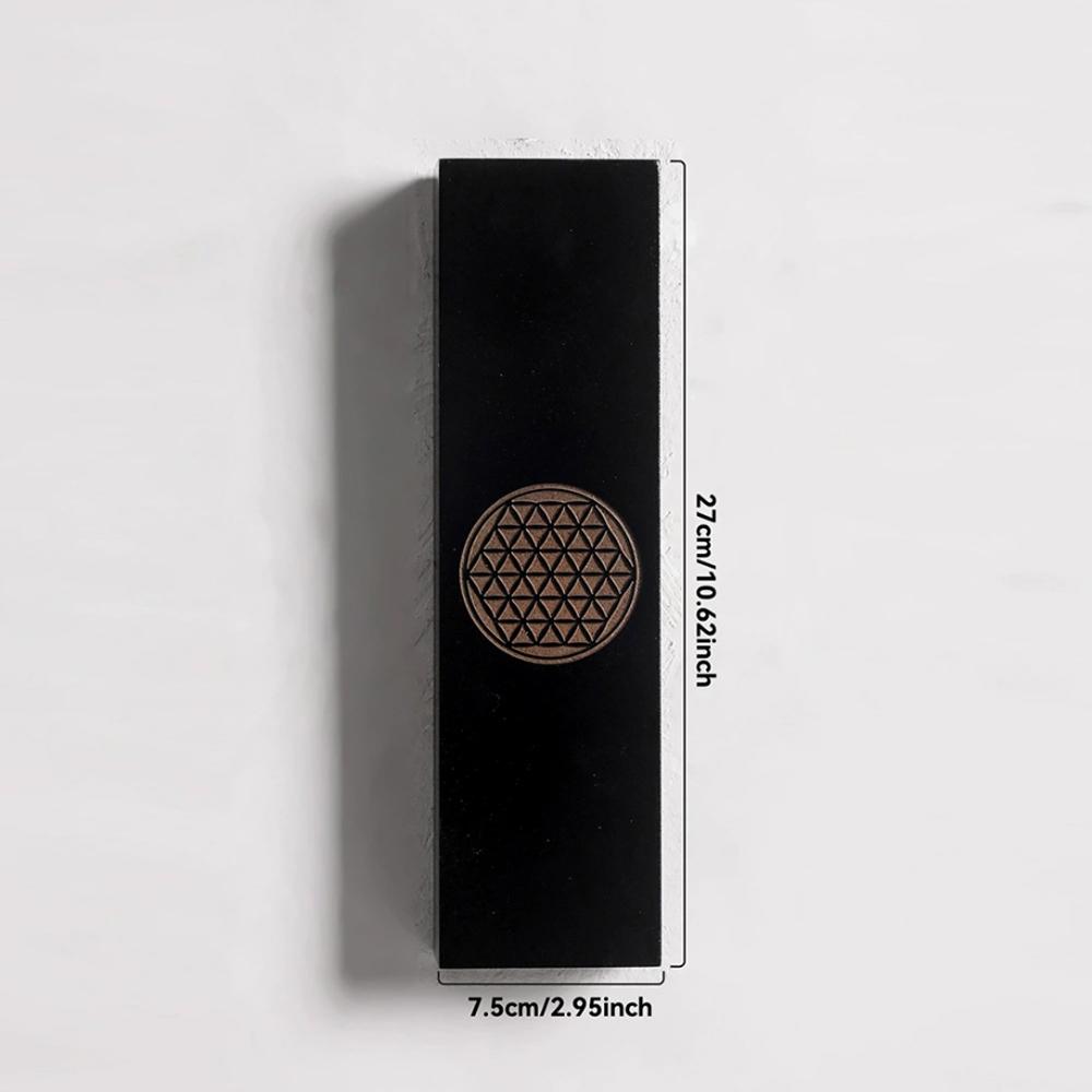 1PCS Boho Wall-Mounted Vase Black Wooden Planter with Moon Phase Flower of Life Design Home Decor Wall Hanging Gifts