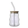 High Borosilicate Glass Ins Wind High Value Coffee Household Transparent with Straw Milk Thread Cloud Cup
