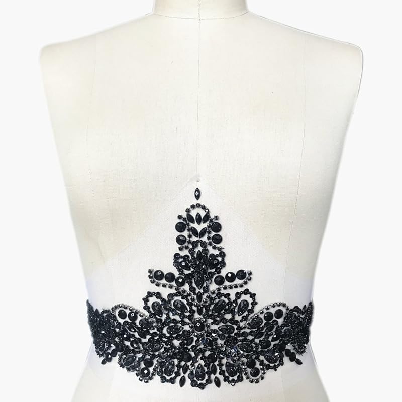 New Exquisite Pure Handmade Bright Crystal Patches Sew-on Rhinestones Applique with Stones Sequins Beads for Wedding Dress DIY Manual Accessories