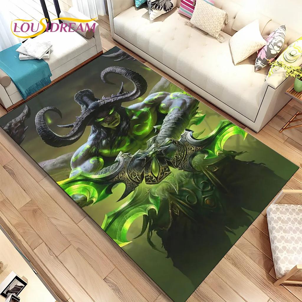 World of Warcraft, WOW, Game Gamer-Bereichsteppich, Teppichteppich für Wohnzimmer, Schlafzimmer, Sofa, Fußmatte, Dekoration, rutschfeste Kinder-Bodenmatte, 3D