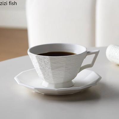 Prosty Ceramiczny Zestaw Kubek i Spodek ze Wzorem Kamienia Kreatywny Biurowy Kubek do Latte Kawy Kubek na Mleko Domowy Kubek na Wodę Filiżanka do Herbaty