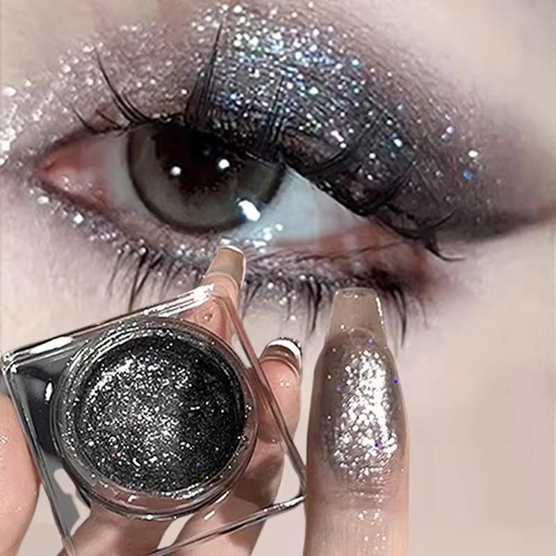 Glitter Punk Smoky Black Gelová paletka na oční stíny Metalická Tmavě stříbrná Mokré oči Zvýrazňovač stínů Pearl Pigments Kosmetika