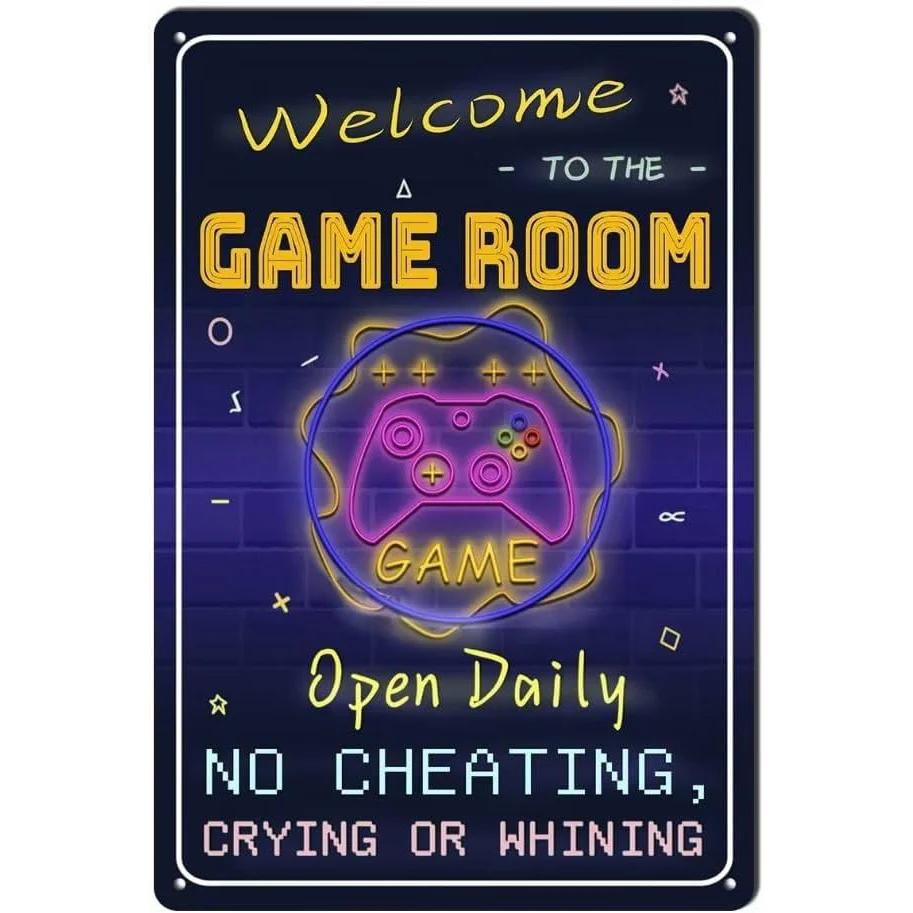 Gaming Room Metal Tin Signs Welcome To The Game Room Poster Boy Bedroom Decor Iron Plate Youth Dormitory Wall Decoration Plaque