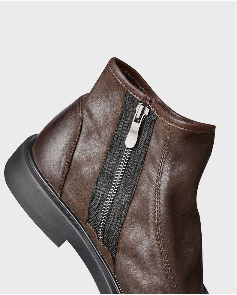 Vintage Martin Boots - Men's British Style, Top Layer Cowhide, Lightweight Low-Top, Handsome Autumn/Winter Model