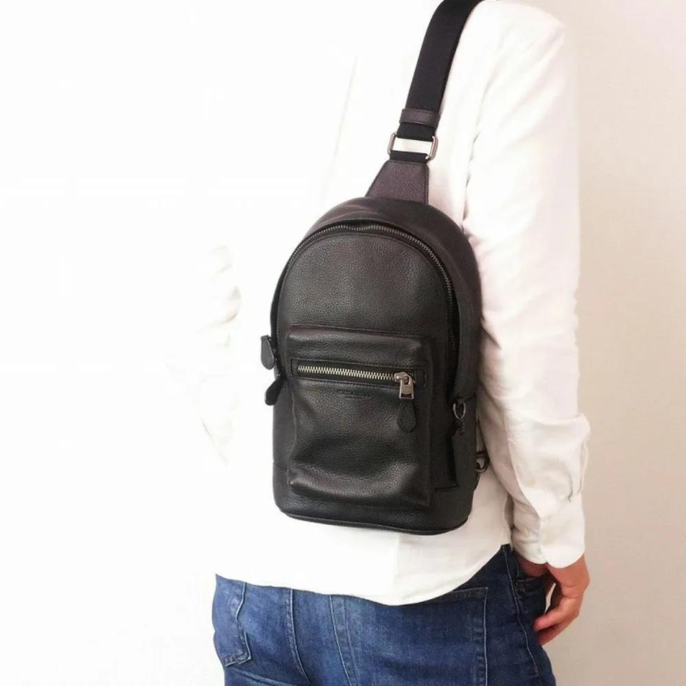 Coach West Refined Pebbled Leather Crossbody Bag Sling Bags Small Men's Black (Unisex) Sling Bags 2540 QBBK