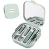 Ensemble de coupe-ongles de luxe 9 pièces: Pince à épiler coudée, Outils de manucure anti-éclaboussures pour hommes et femmes