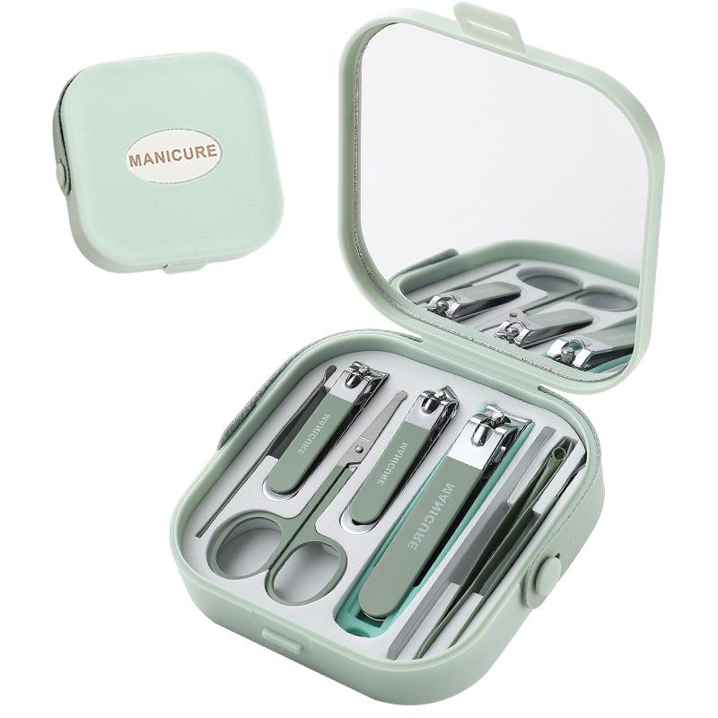 Ensemble de coupe-ongles de luxe 9 pièces: Pince à épiler coudée, Outils de manucure anti-éclaboussures pour hommes et femmes