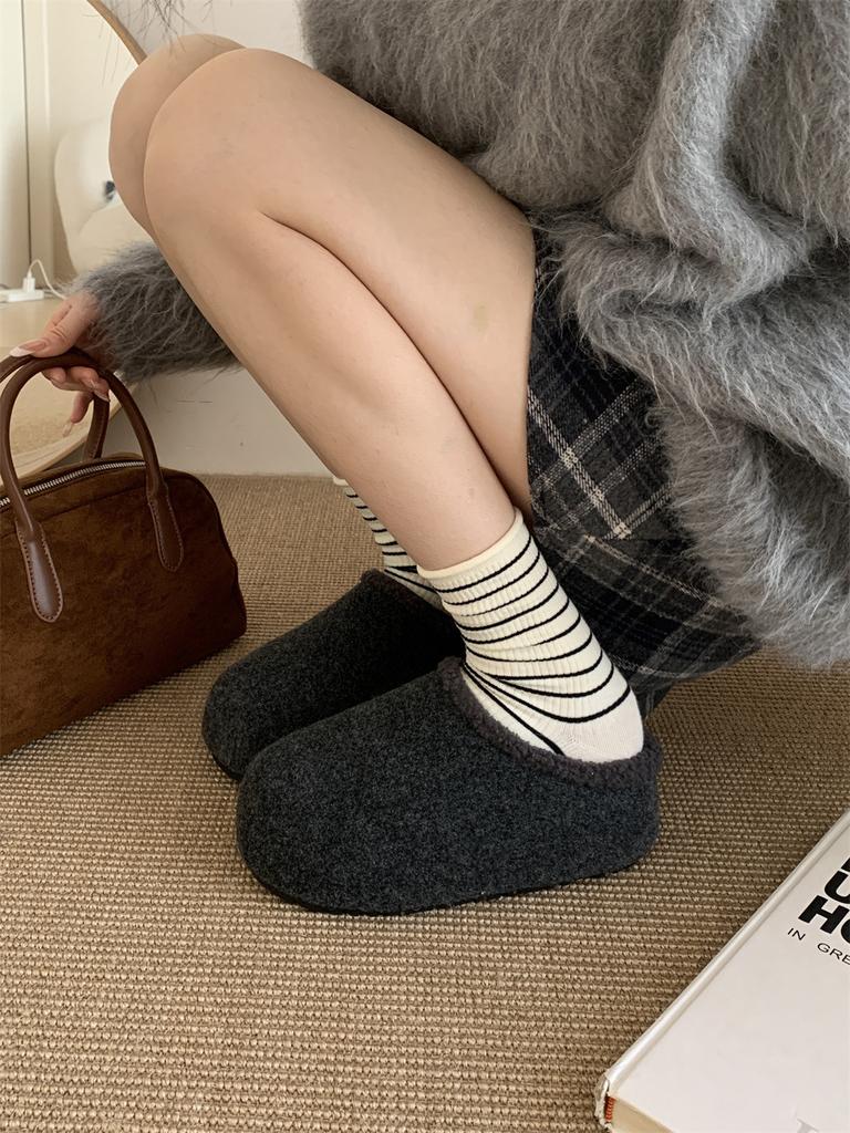Mao Mao Shoes Women's Autumn and Winter Cotton Shoes Lazy Pedal Warm and Piled Half Slippers