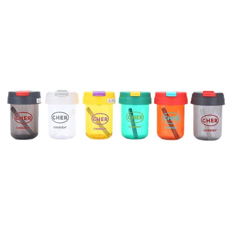 Water bottle fashionable mini double drink ton cup high value student plastic cup outdoor portable car straw cup