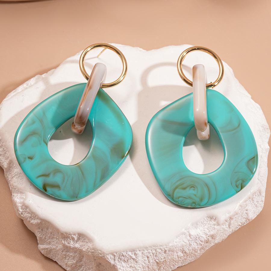 Silver needle acrylic round earrings light luxury high-end earrings women's European and American fashion earrings design sense niche