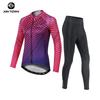 Womens Cycling Jersey Shorts Set Breathable Quick-Dry Long Sleeve Bike Outfit Road Mountain Riding