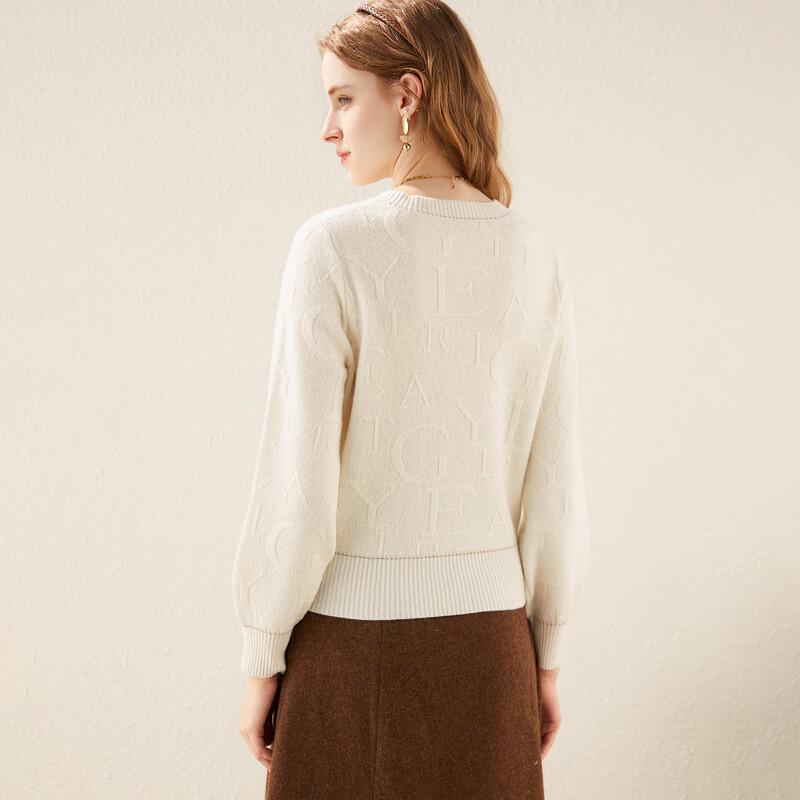 TUHUANG Women's Thick Pure Wool Jacquard Sweater