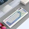 Keyboard 93 Keys Dynamic RGB Backlit Ergonomic Design Wired Gaming Keyboard with Volume Knob for Laptop